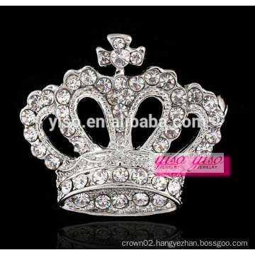 silver alloy fashion crystal cross crown tiara pin